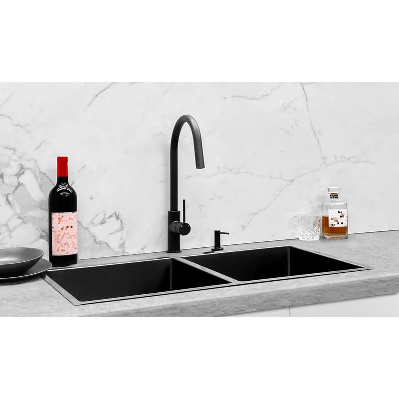 Meir Lavello Kitchen Sink Double Bowl 860 x 440 - PVD Gun Metal Black - Image 3