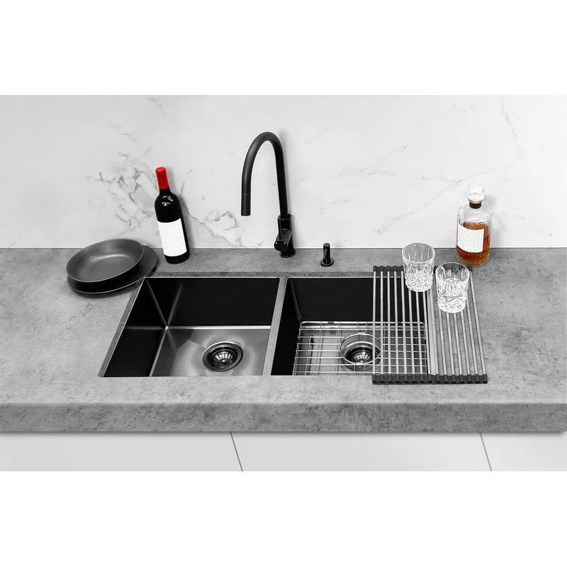 Meir Lavello Kitchen Sink Double Bowl 860 x 440 - PVD Gun Metal Black - Image 4
