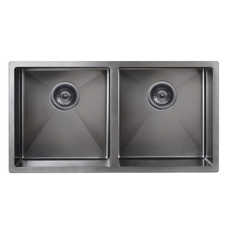 Meir Lavello Kitchen Sink Double Bowl 860 x 440 - PVD Gun Metal Black - Image 5
