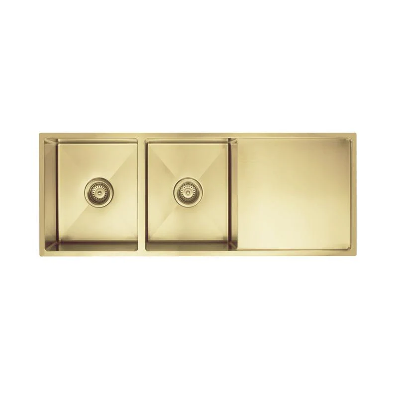 Meir Lavello Kitchen Sink Double Bowl & Drainboard 1160 x 440 - Brushed Bronze Gold - Image 2