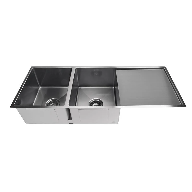 Meir Lavello Kitchen Sink Double Bowl & Drainboard 1160 x 440 - PVD Gun Metal Black - Image 4