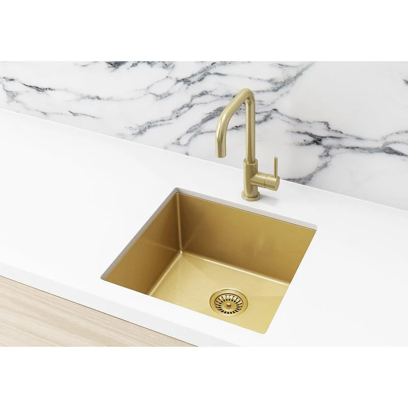 Meir Lavello Kitchen Sink Single Bowl 450 x 450 - PVD Brushed Bronze Gold