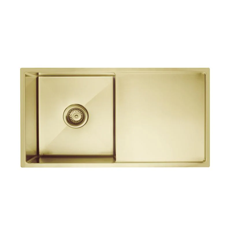 Meir Lavello Kitchen Sink Single Bowl & Drainboard 840 x 440 - Brushed Bronze Gold - Image 2