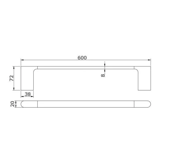 Kompakt Rund Single Towel Rail 600mm - Matte Black - Image 2