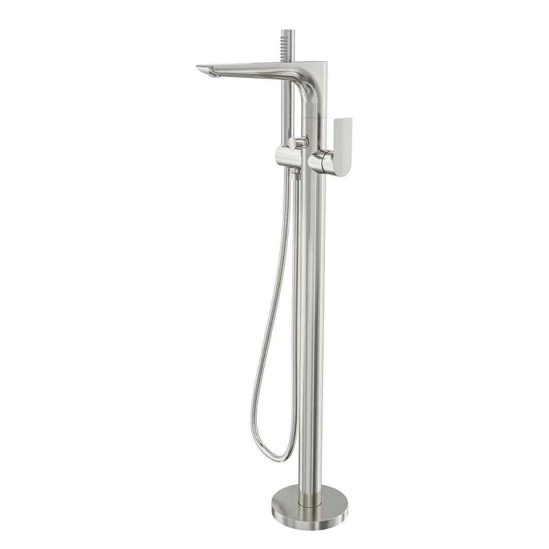 Linsol Kyah Freestanding Bath Filler with Hand Shower - Brushed Nickel