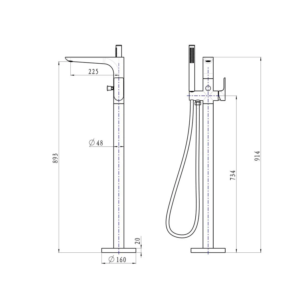 Linsol Kyah Freestanding Bath Filler with Hand Shower - Gunmetal - Image 3