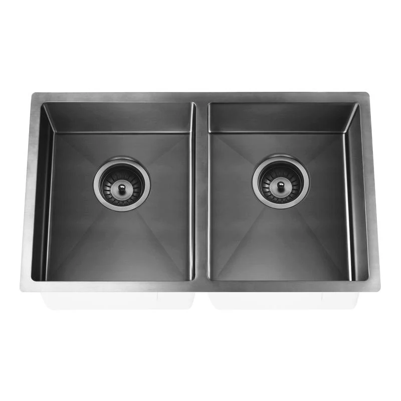Meir Lavello Kitchen Sink Double Bowl 760 x 440 - Gun Metal Black - Image 4