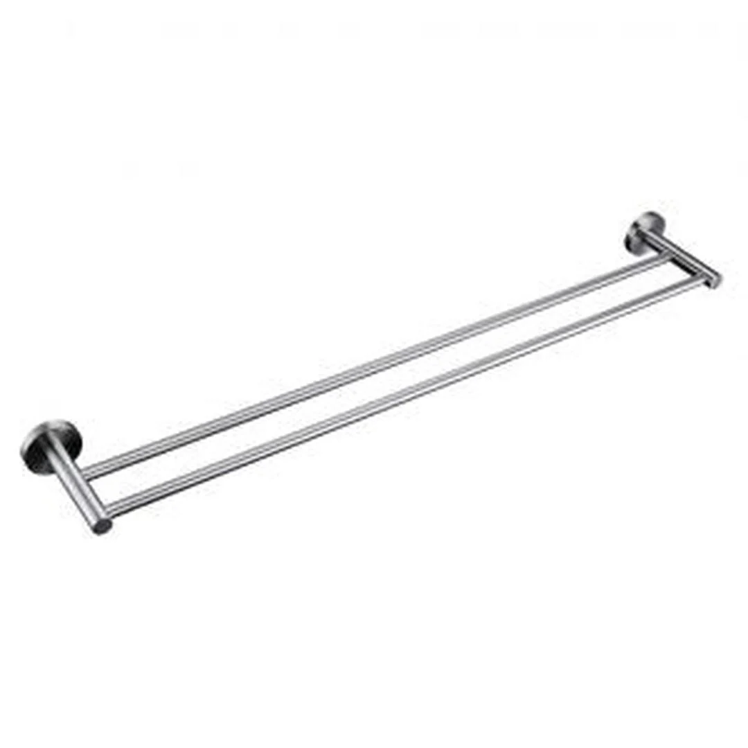 Linsol Lux S2 800mm Double Towel Rail - Brushed Nickel