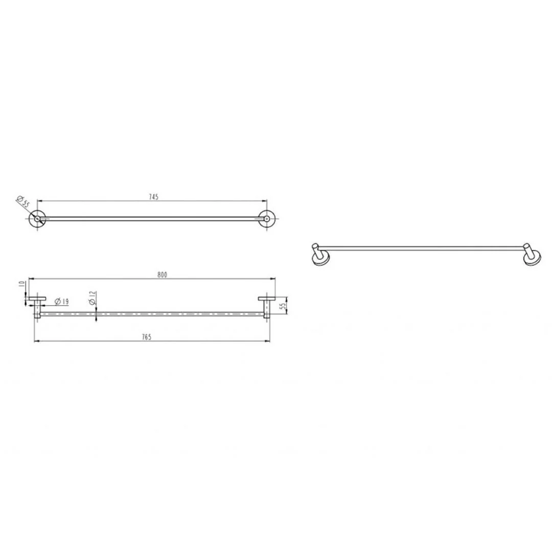 Linsol Lux S2 800mm Single Towel Rail - Brushed Brass - Image 2