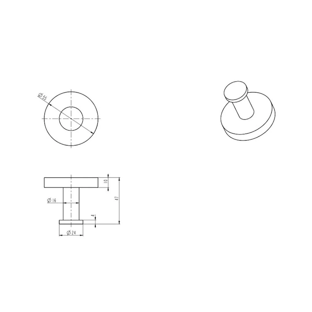 Linsol Lux S2 Single Robe Hook - Gunmetal - Image 2
