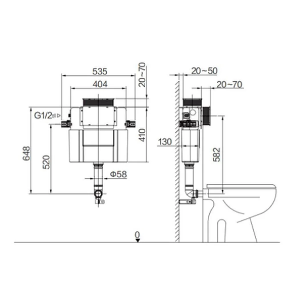 Linsol Marq 130mm Mechanical Under Counter Cistern - Image 2