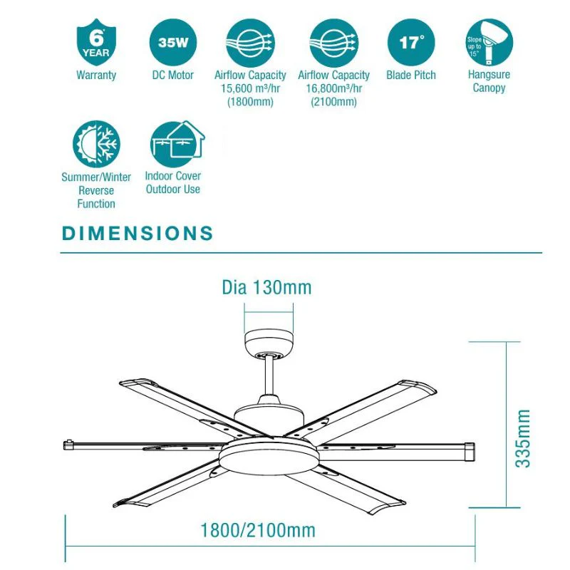 Martec Albatross 84" DC Ceiling Fan With Remote - Matt Black - Image 3