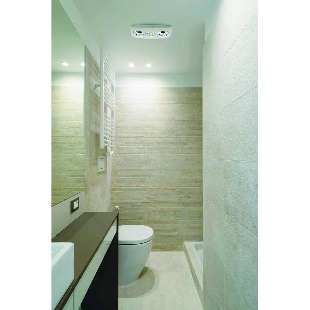 Martec Contour 2 3-in-1 Bathroom Heater with 2 Heat Lamps, Exhaust Fan and LED Light - White - Image 2