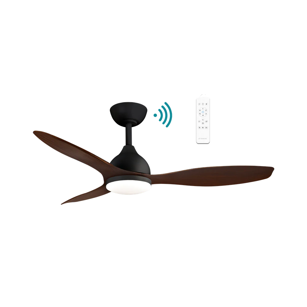 Martec Elite DC 48″ Smart Ceiling Fan With WIFI Remote Control + LED light - Matt Black / Walnut