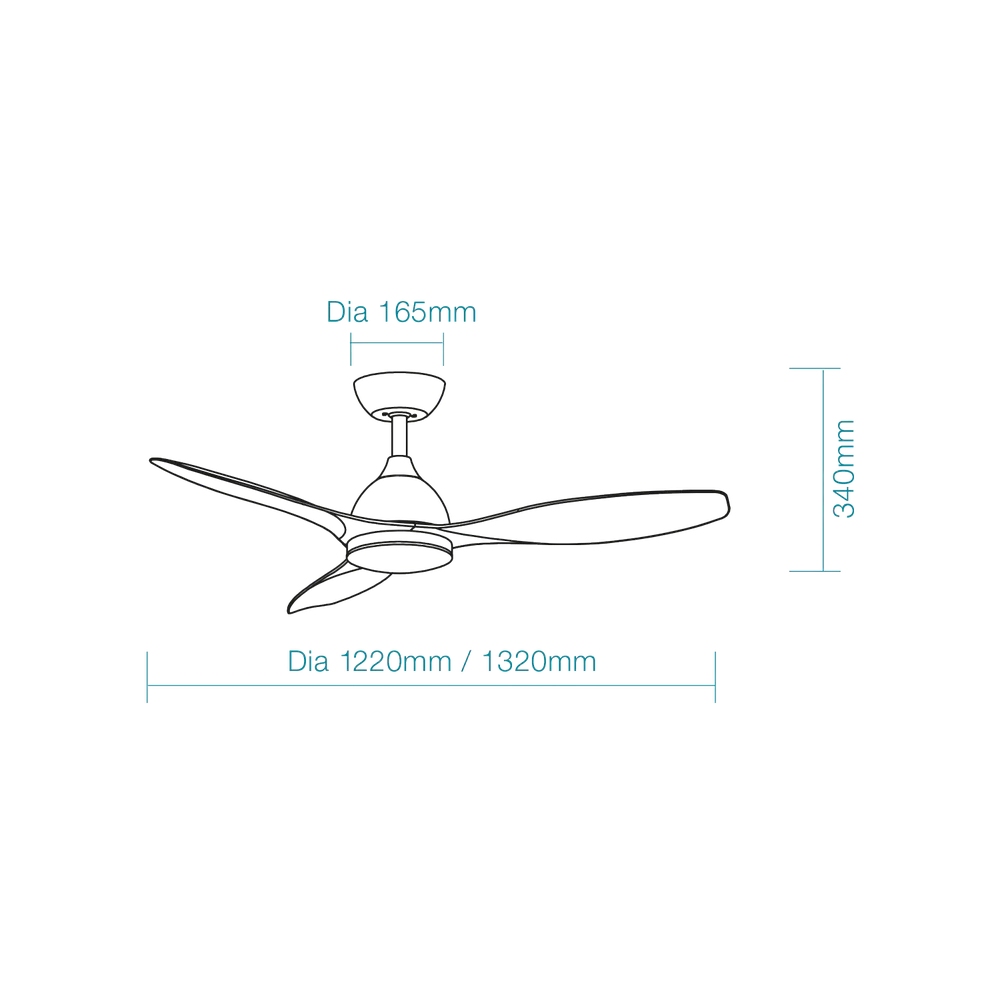 Martec Elite DC 48″ Smart Ceiling Fan With WIFI Remote Control + LED light - Matt Black / Walnut - Image 2