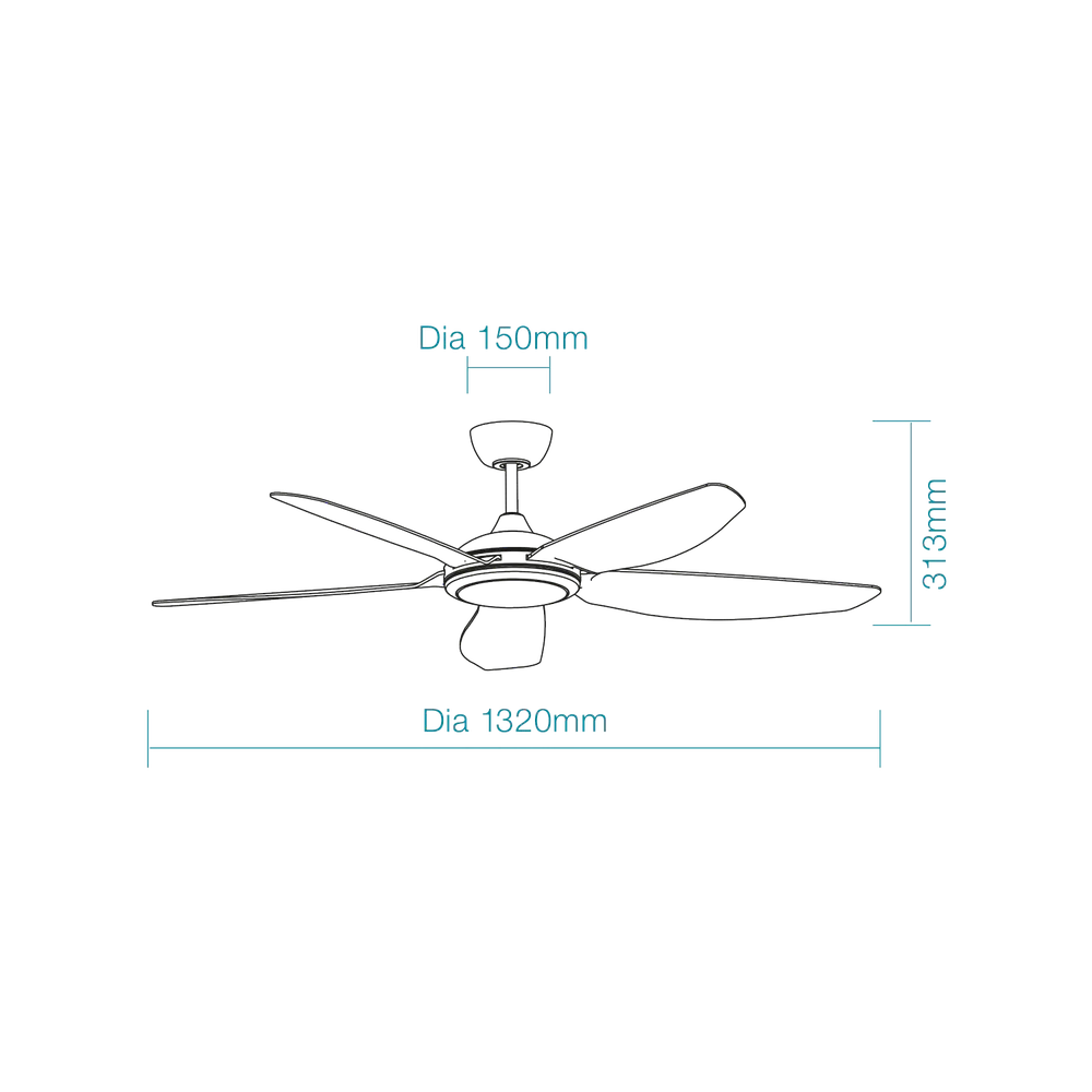 Martec Esprit DC 52″ Smart Ceiling Fan With WIFI Remote Control + LED light - Matt White - Image 2