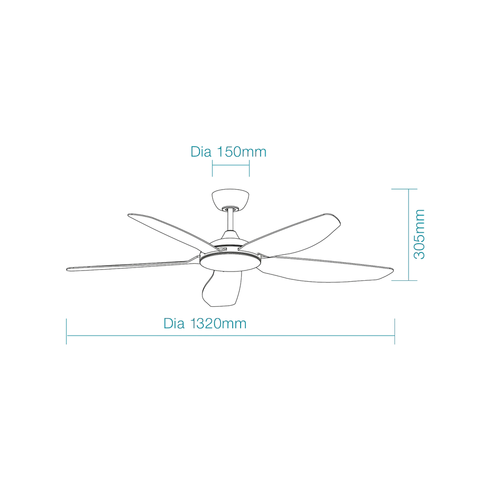 Martec Esprit DC 52″ Smart Ceiling Fan With WIFI Remote Control - Matt Black - Image 2