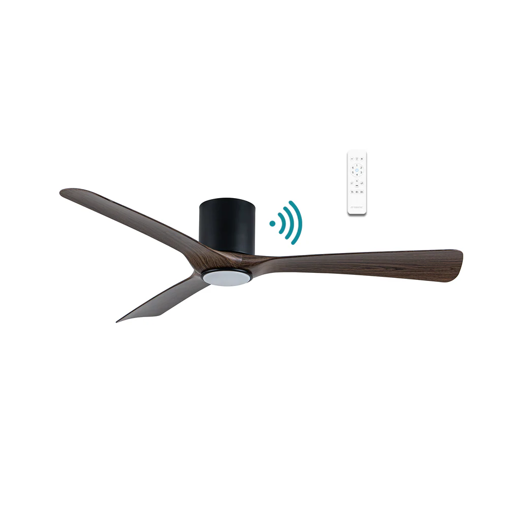 Martec Fresno DC 52″ Smart Ceiling Fan With WIFI Remote Control + LED light - Matt Black/Walnut