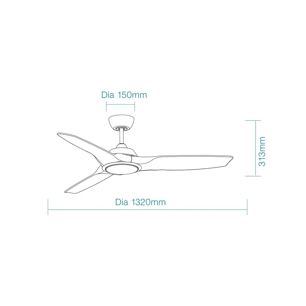 Martec Impact DC 52″ Smart Ceiling Fan With WIFI Remote Control + LED light - Matt Black - Image 2