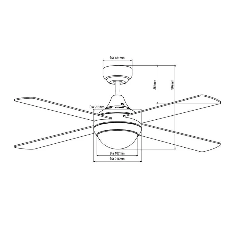 Martec Link 48" AC Ceiling Fan with E27 Light - White - Image 2
