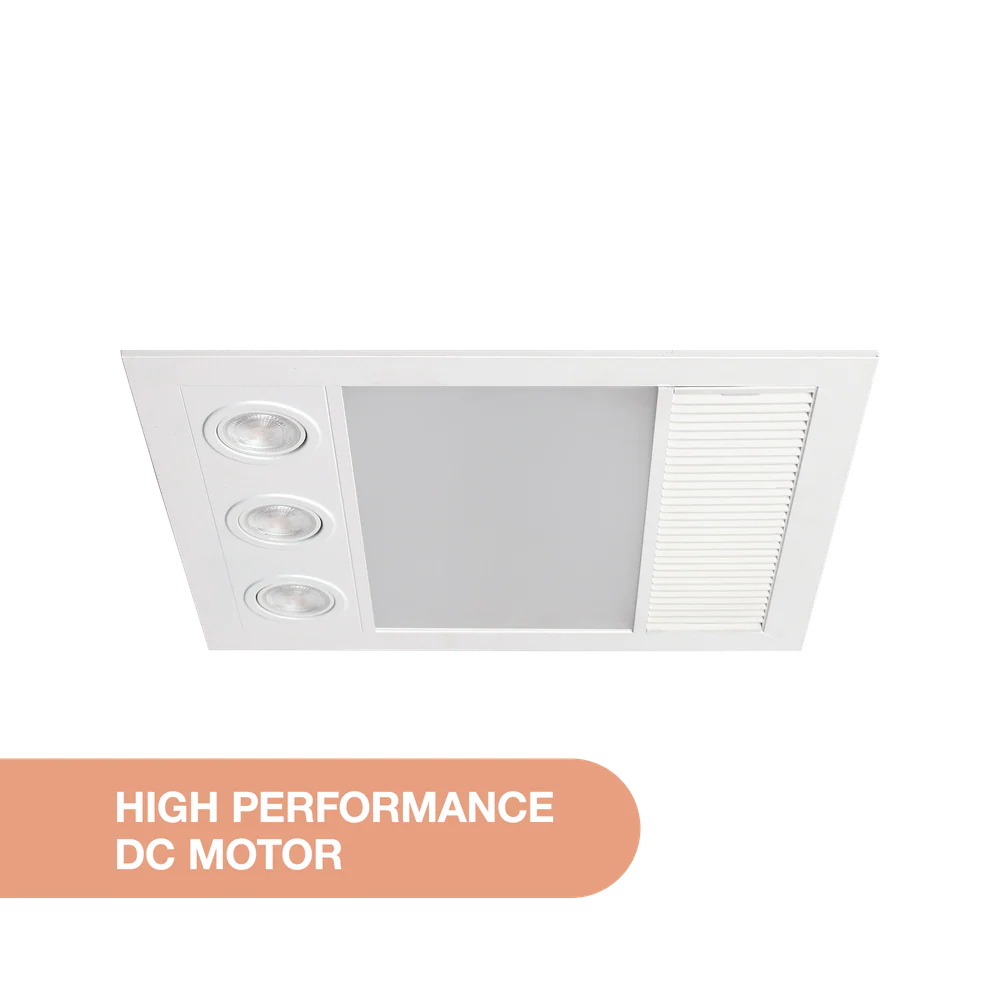 Martec Linux Mini DC – 3 in 1 Bathroom Heater and Exhaust Fan with Tricolour LED Light - Matt White