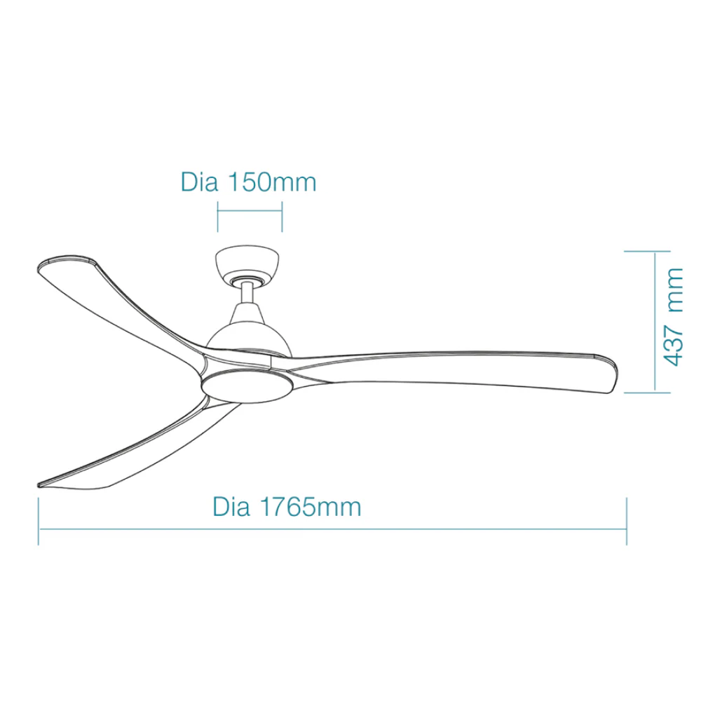 Martec Norfolk Aero DC 86″ Smart Ceiling Fan With WIFI Remote Control - Matt Black / Natural - Image 2