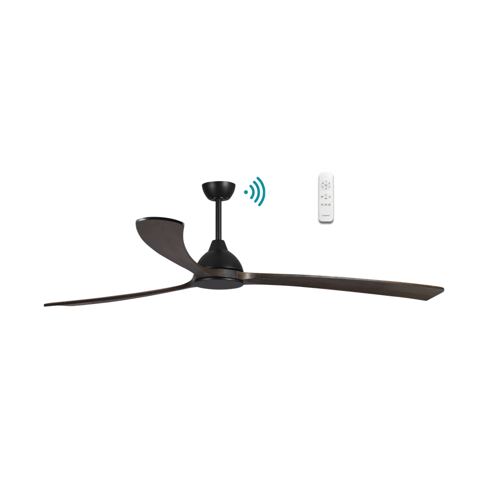 Martec Norfolk Aero DC 86″ Smart Ceiling Fan With WIFI Remote Control - Matt Black / Walnut