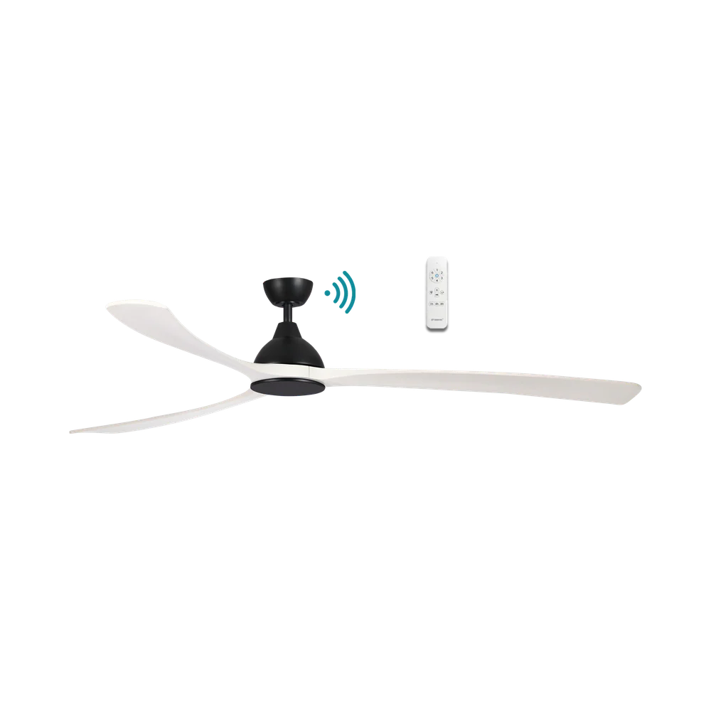 Martec Norfolk Aero DC 86″ Smart Ceiling Fan With WIFI Remote Control - Matt Black / White Wash