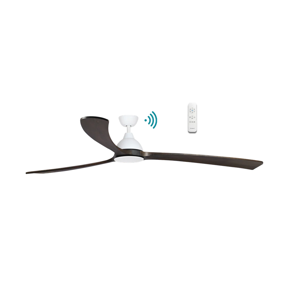 Martec Norfolk Aero DC 86″ Smart Ceiling Fan With WIFI Remote Control - Matt White / Walnut