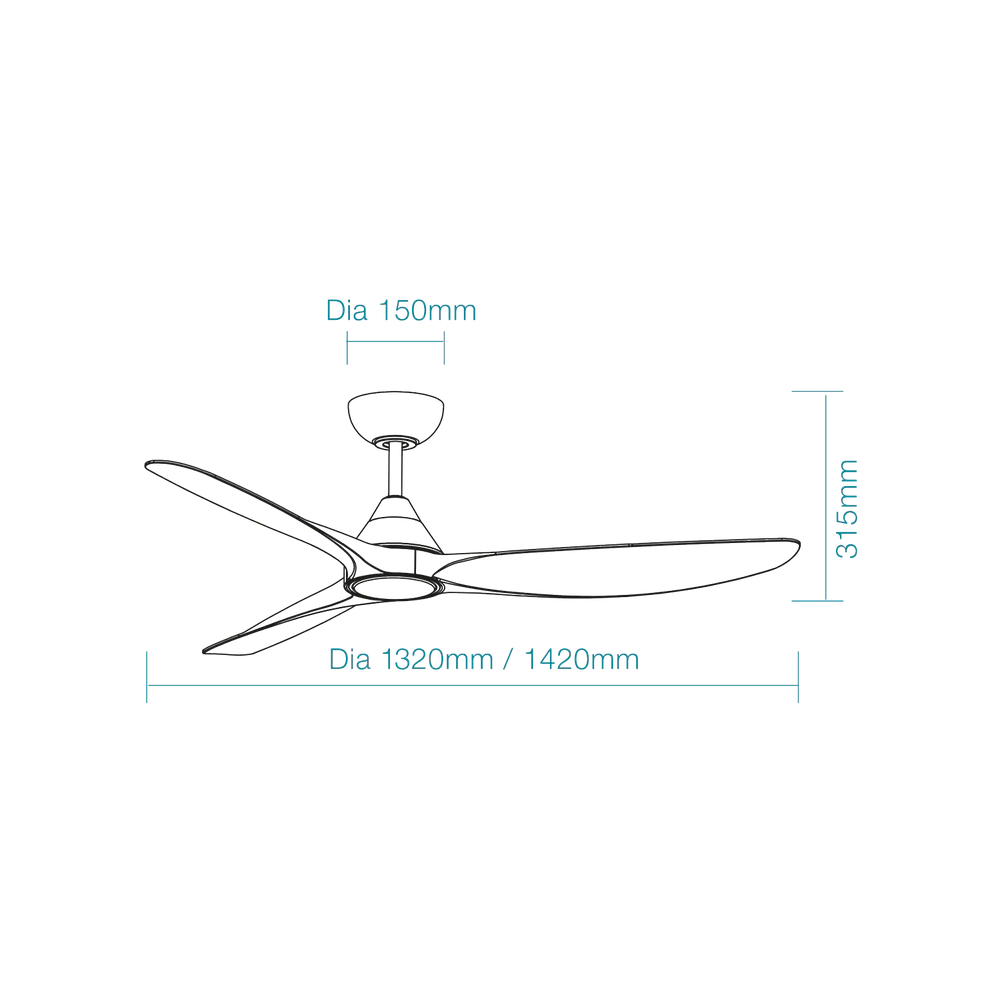 Martec Seaforth DC 52″ Smart Ceiling Fan With WIFI Remote Control + LED light - Matt Black - Image 2