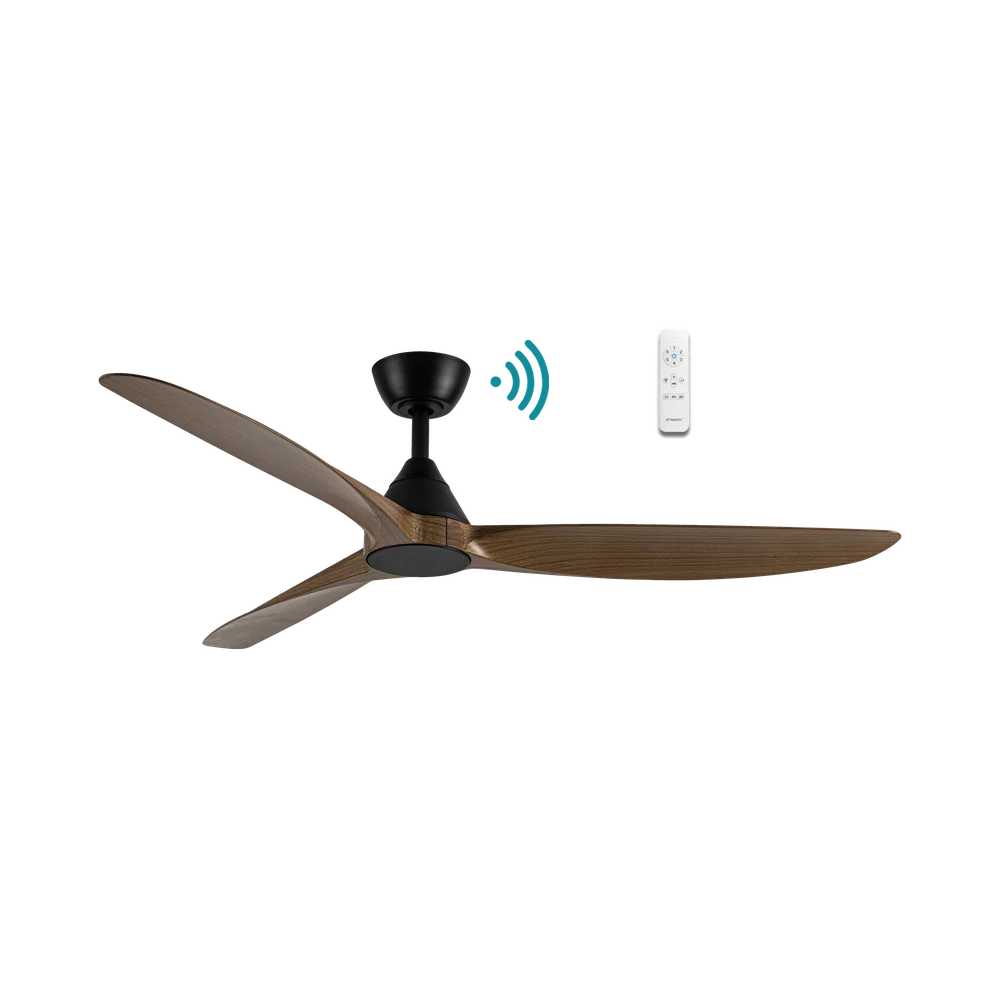 Martec Seaforth DC 52″ Smart Ceiling Fan With WIFI Remote Control - Matt Black / Teak