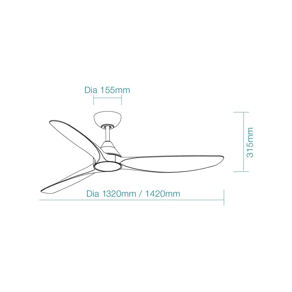 Martec Seaforth DC 56″ Smart Ceiling Fan With WIFI Remote Control - Matt Black / Teak - Image 2
