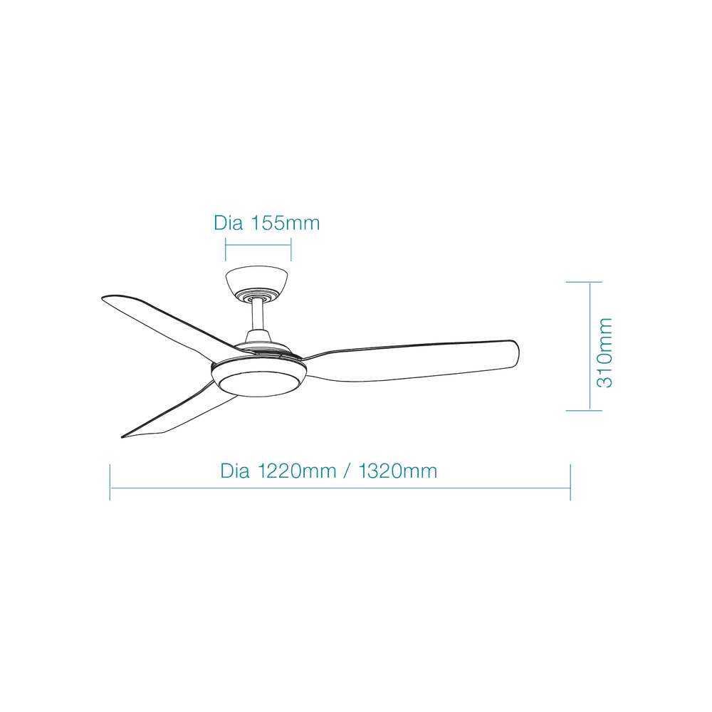 Martec Viper DC 48″ 3 Blade Smart Ceiling Fan With WIFI Remote Control + LED Light - Matt Black - Image 2