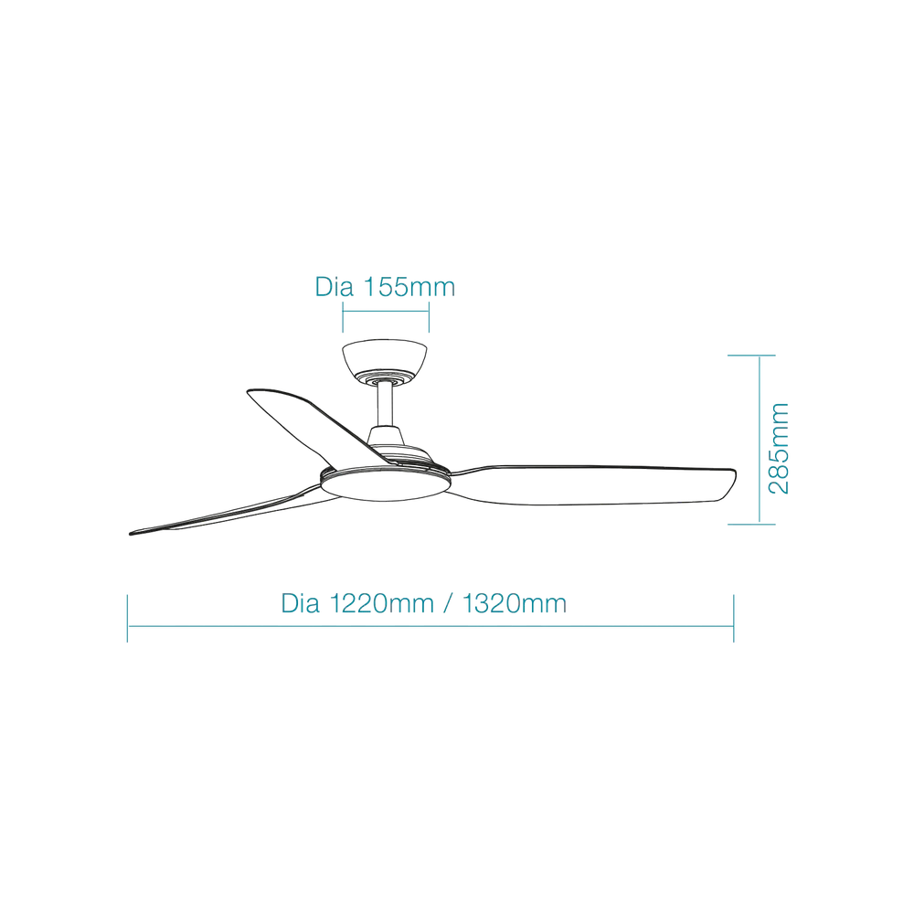 Martec Viper DC 48″ 4 Blade Smart Ceiling Fan With WIFI Remote Control - Matt White - Image 2