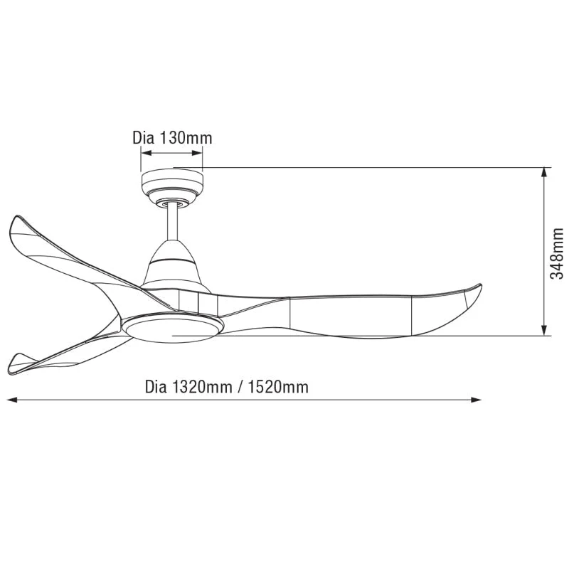 Martec Wave DC Ceiling Fan with Light - Matt Black - Image 2