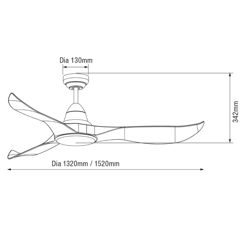 Martec Wave DC 1520mm Ceiling Fan - Matt Black - Image 2