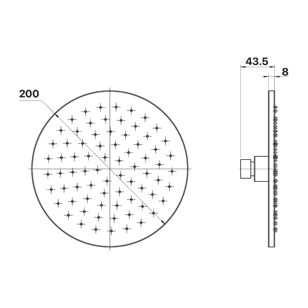Mixx Matcha Brass Shower Head 200mm - Chrome - Image 2