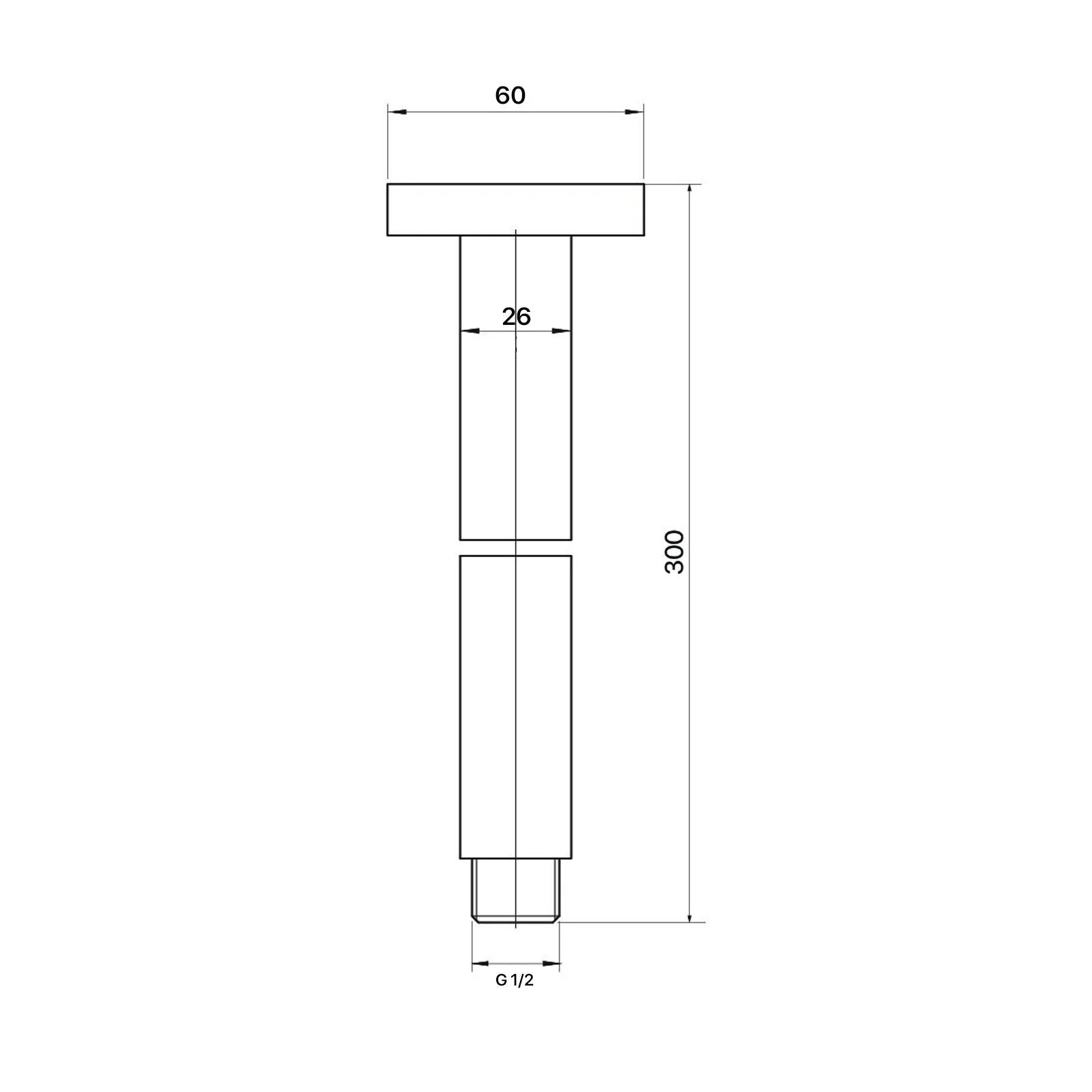 Mixx Matcha Ceiling Arm 300mm - Matt Black - Image 2