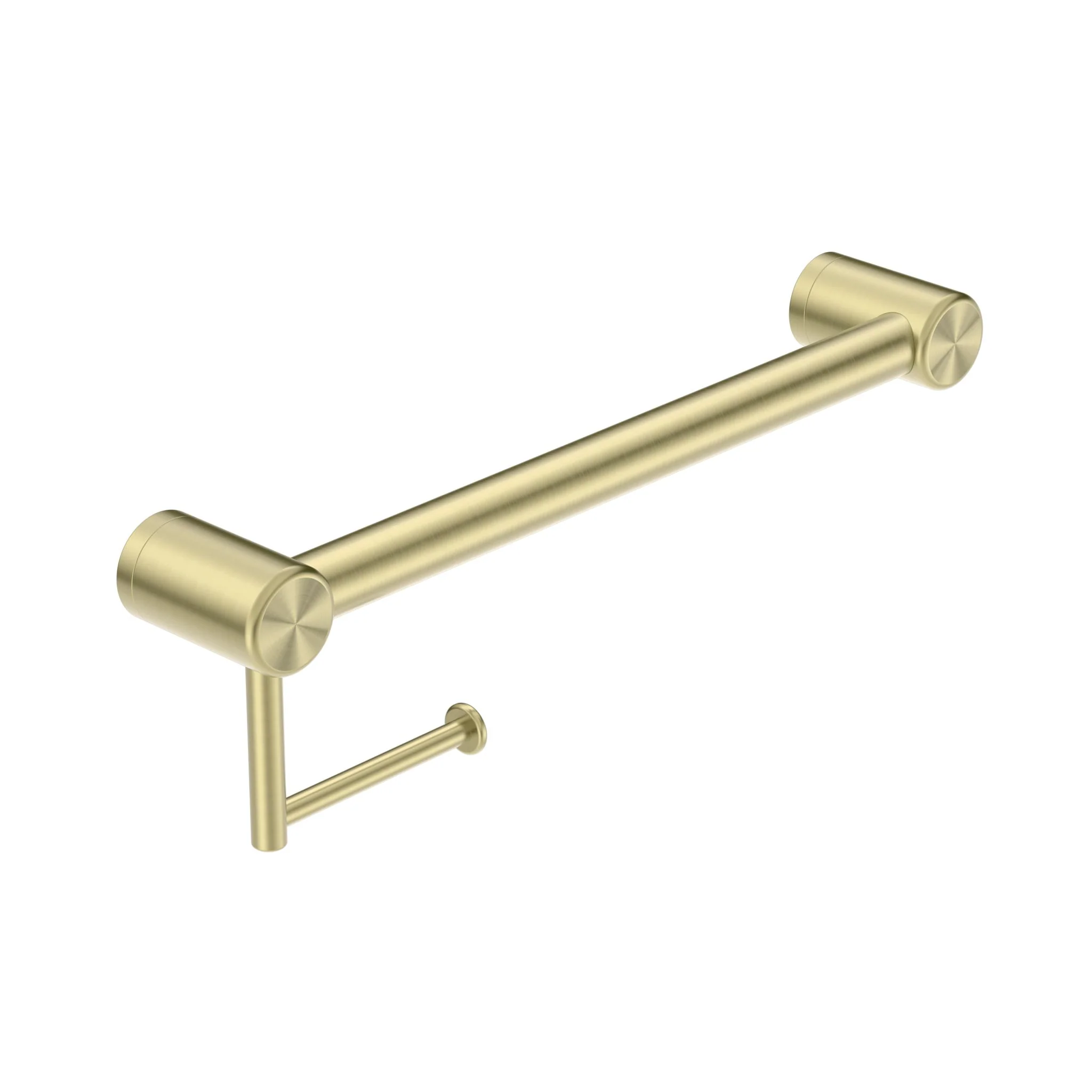 Nero Mecca Care 32mm Grab Rail With Toilet Roll Holder 450mm - Brushed Gold