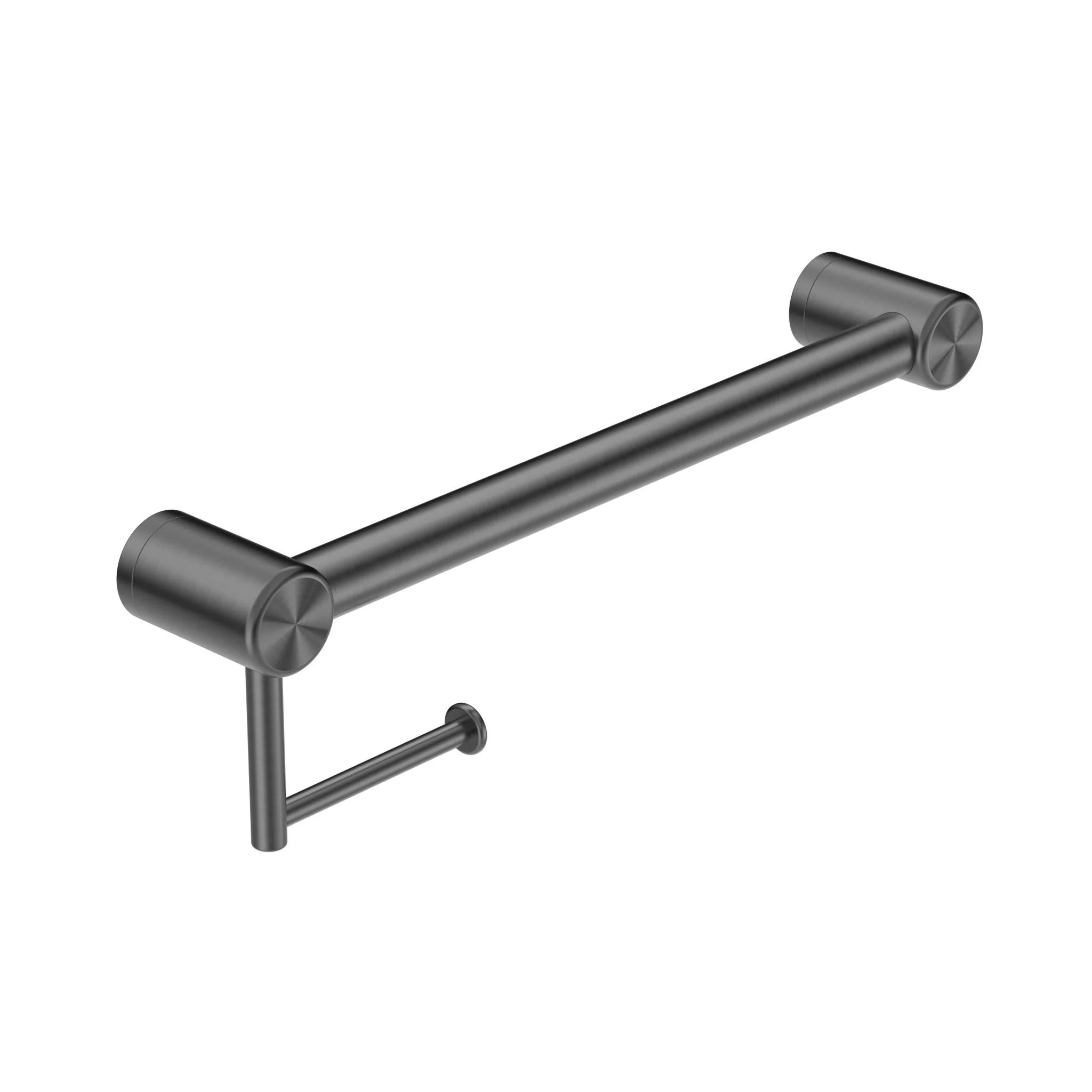 Nero Mecca Care 32mm Grab Rail With Toilet Roll Holder 450mm - Gun Metal