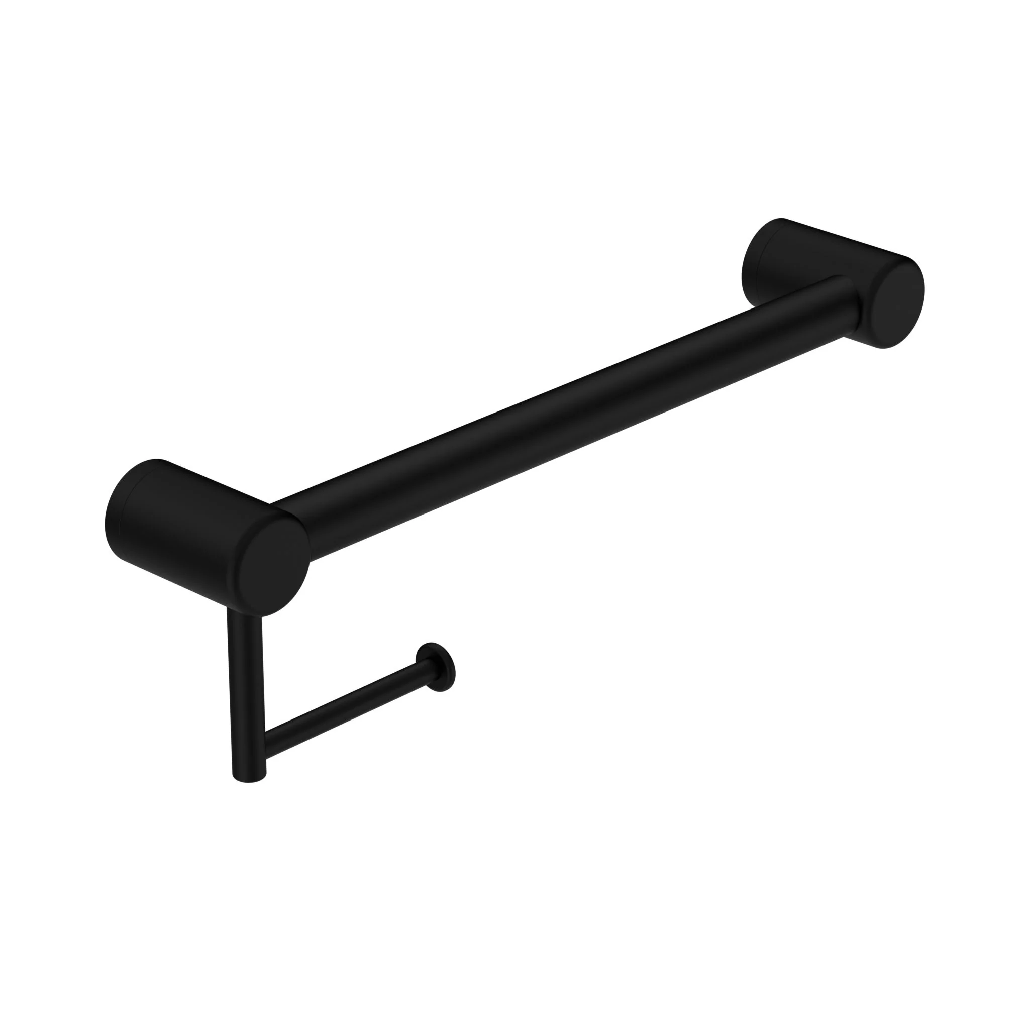 Nero Mecca Care 32mm Grab Rail With Toilet Roll Holder 450mm - Black Matte