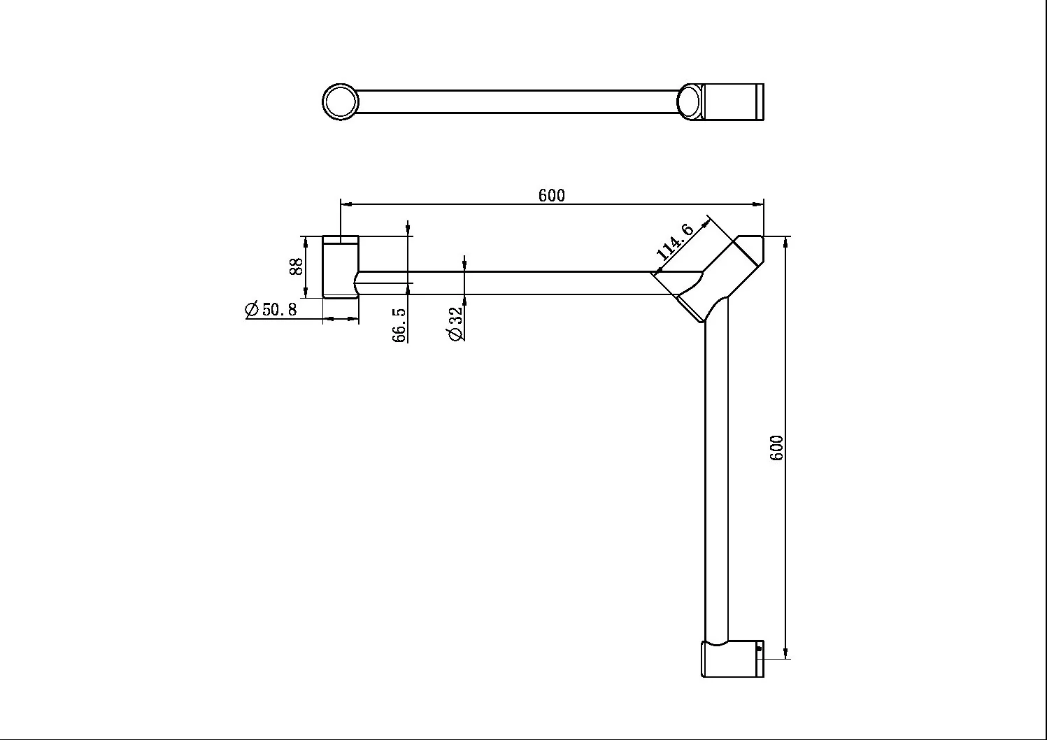 Nero Mecca Care 32mm Wrap Around Corner Grab Rail 600x600mm - Black Matte - Image 3