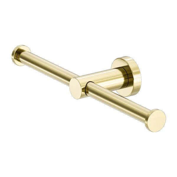 Nero Mecca Double Toilet Roll Holder - Brushed Gold