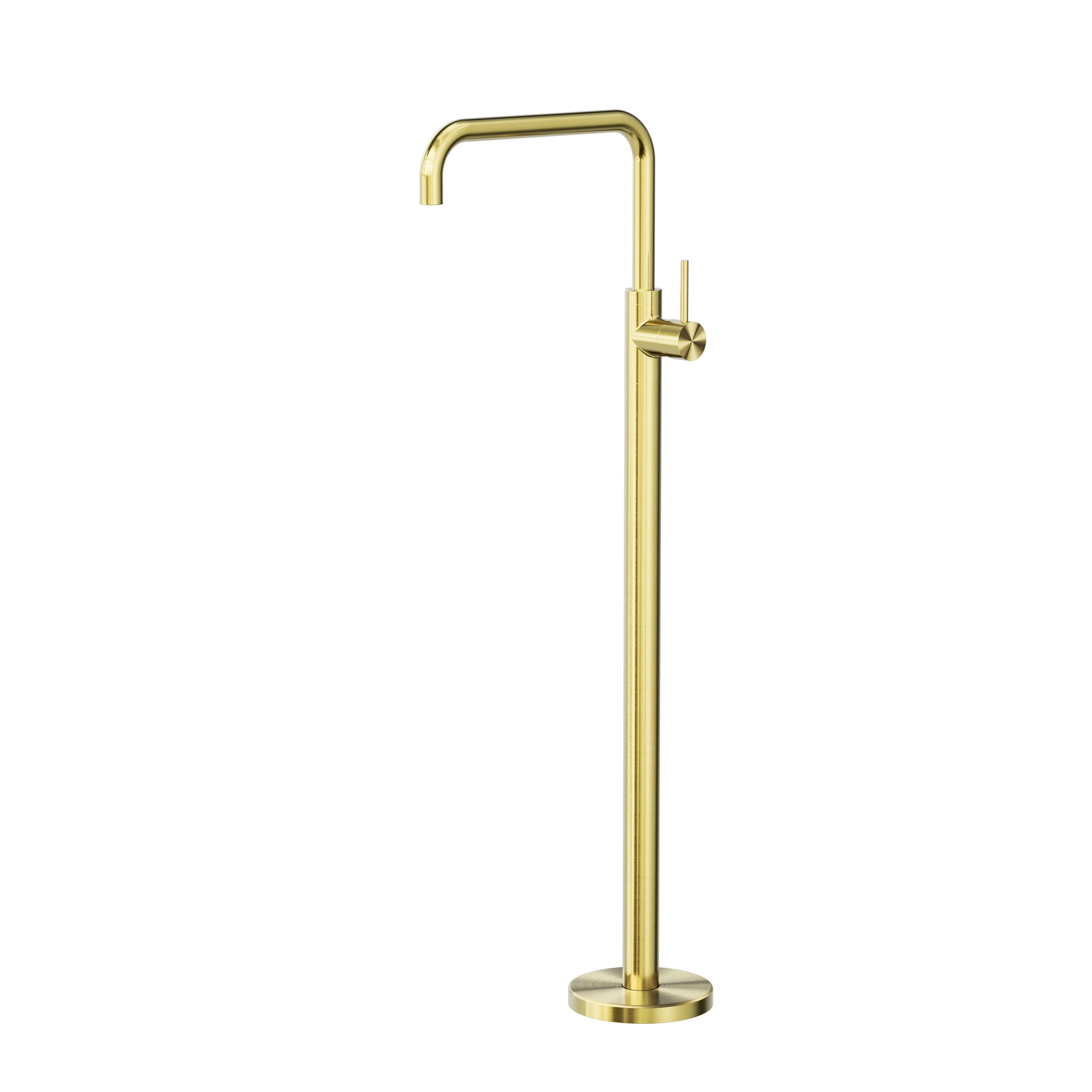 Nero Mecca Freestanding Bath Mixer Square Shape - Brushed Gold
