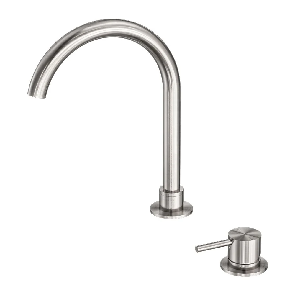 Nero Mecca Hob Basin Mixer Round Swivel Spout - Brushed Nickel