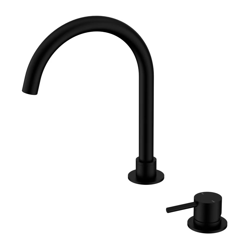 Nero Mecca Hob Basin Mixer Round Swivel Spout - Black Matte