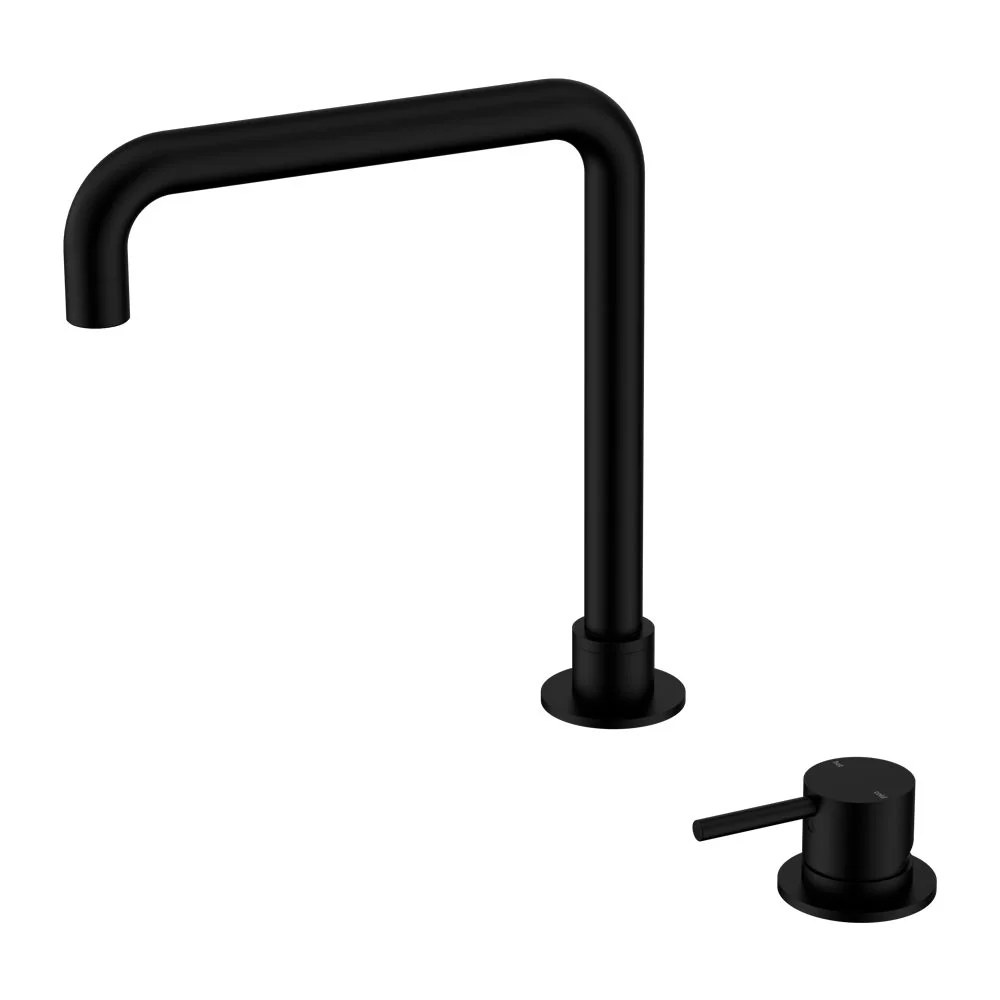Nero Mecca Hob Basin Mixer Square Swivel Spout - Black Matte