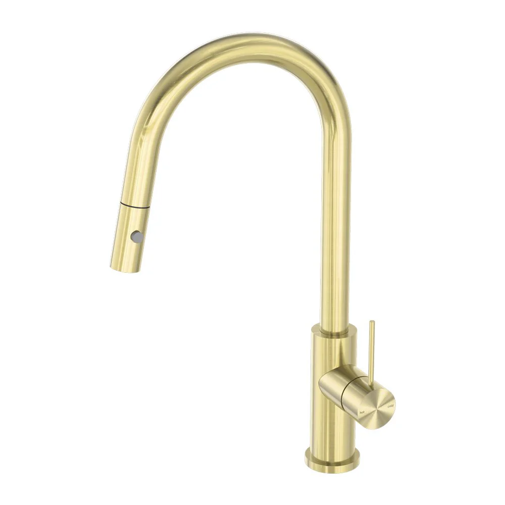 Nero Mecca Pull Out Sink Mixer With Vegie Spray Function - Brushed Gold