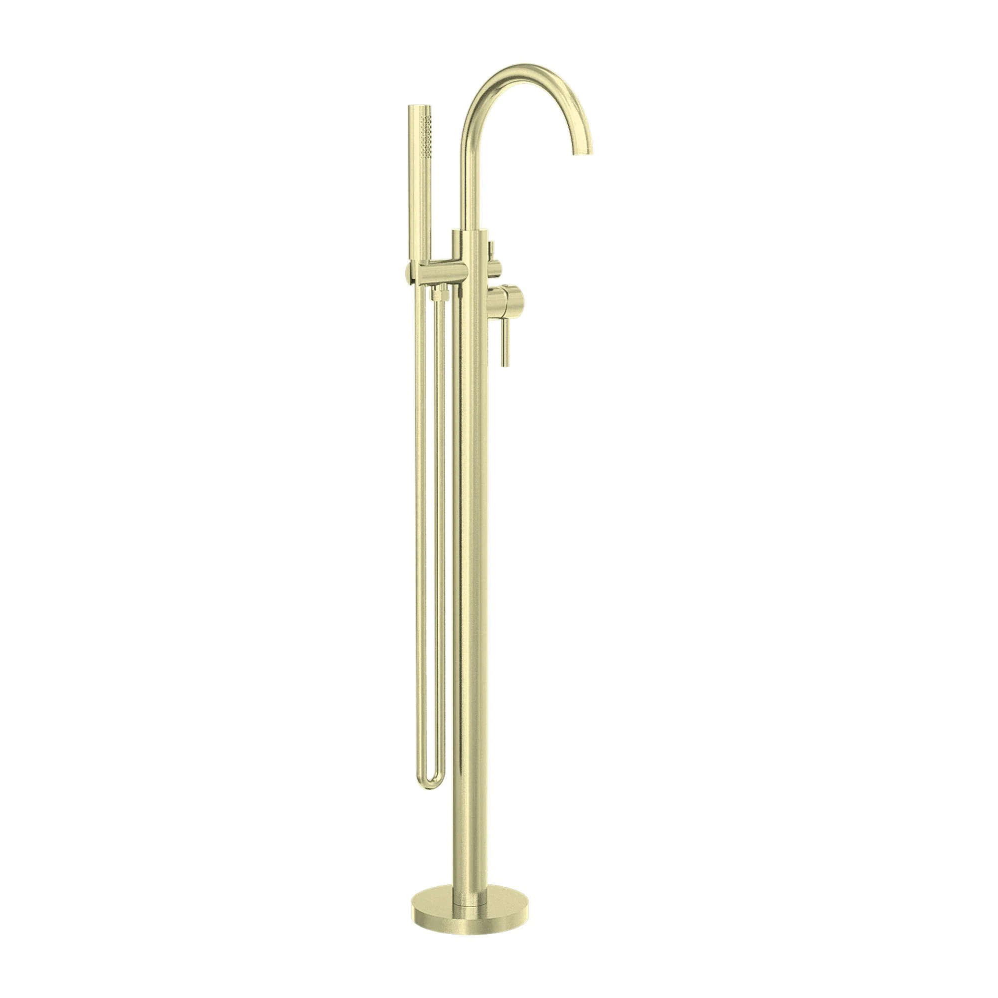 Nero Mecca Round Freestanding Mixer With Hand Shower - Brushed Gold