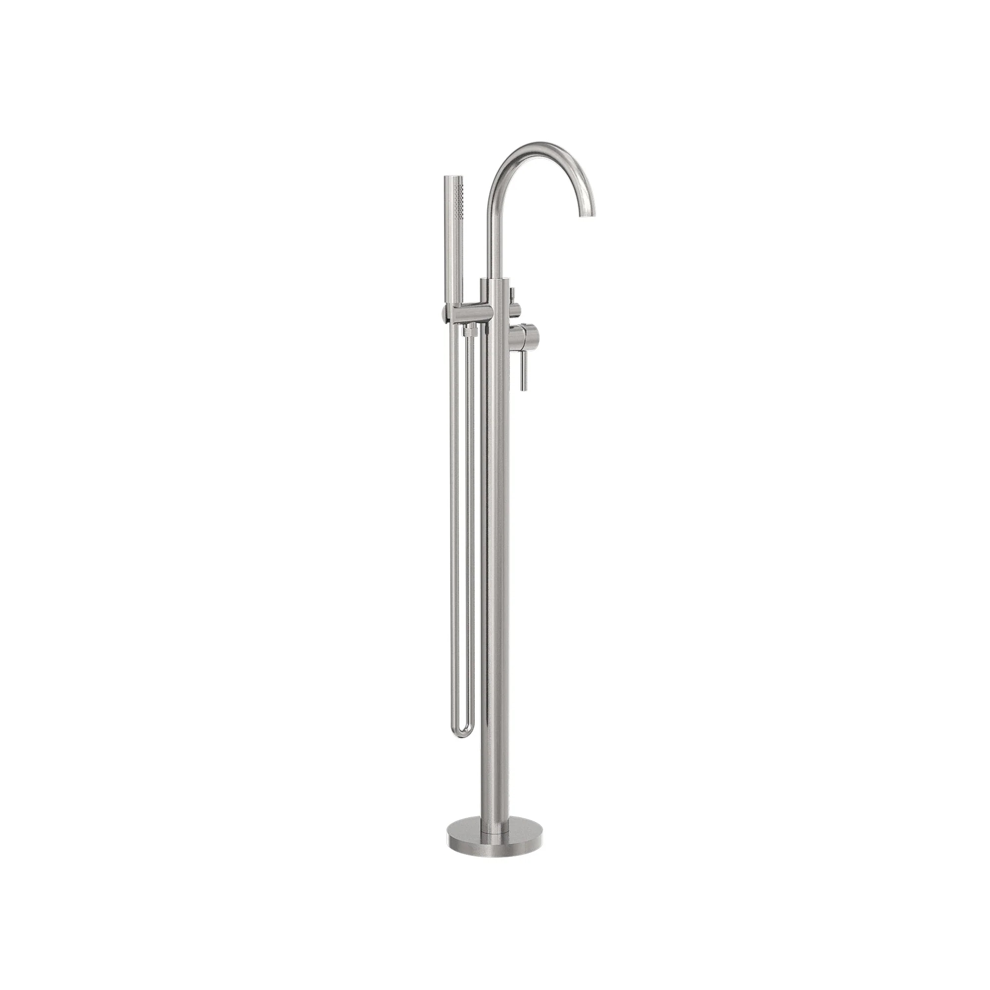 Nero Mecca Round Freestanding Mixer With Hand Shower - Brushed Nickel